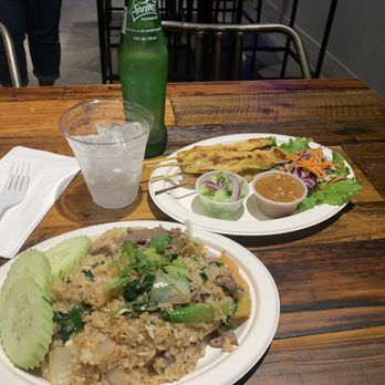 Palm Thai Cafe - Good Ambience. Great Customer Service. Excellent Food! Will recommend to everyone.  ** Thai Fried Rice(Beef) with Chicken Satay.*** - Thai Near Me - San Diego, California