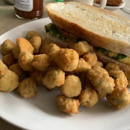 Breakfast Sandwich and fried okra