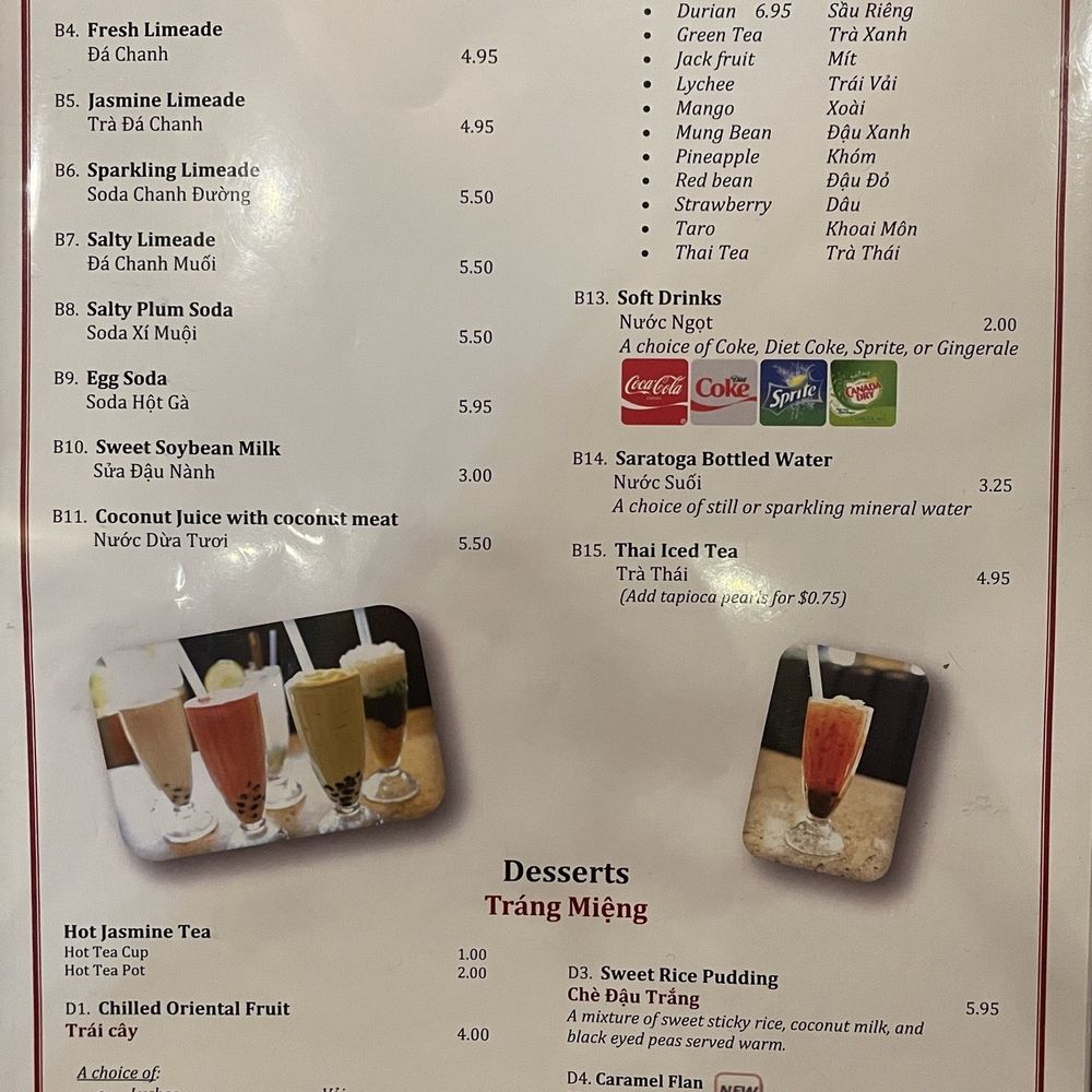 Le's Vietnamese Restaurant - Menu (7/7) as of 5/15/26 - Vietnamese Near Me - Cambridge, Massachusetts