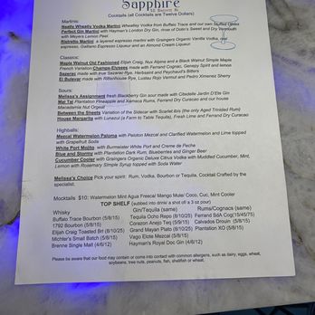 Sapphire  - Menu - Wine Bars Near Me - Providence, Rhode Island