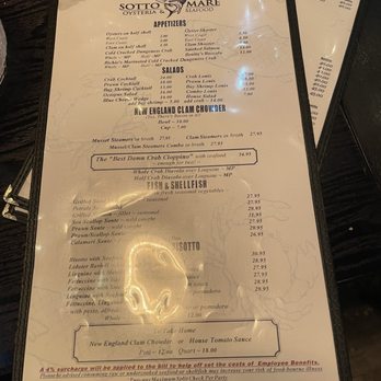Sotto Mare - Menu - Seafood Near Me - San Francisco, California