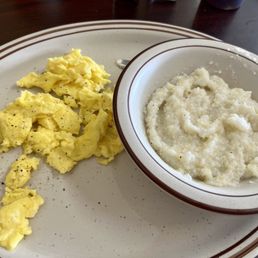 Two eggs with grits Two eggs with grits