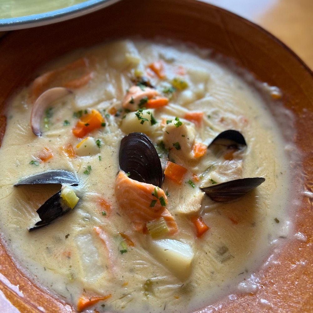Fiddle River Restaurant - Smoked Seafood Chowder - Seafood Near Me - Jasper, Alberta Fiddle River Restaurant - Smoked Seafood Chowder - Seafood Near Me - Jasper, Alberta