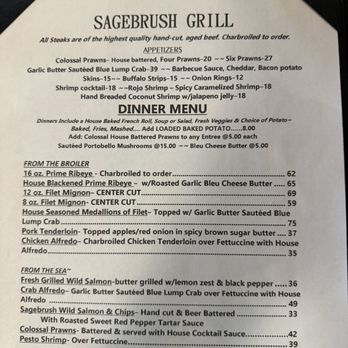 Sagebrush Grill - Menu - Seafood Near Me - Richfield, Utah Sagebrush Grill - Menu - Seafood Near Me - Richfield, Utah