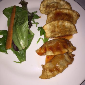 Choplin's Restaurant - Pork pot stickers appetizer - they were crispy and had a mild kick. Best appetizer is dofinitely the Baked "Bourbon Spiked" Onion" Soup - Seafood Near Me - Cornelius, North Carolina Choplin's Restaurant - Pork pot stickers appetizer - they were crispy and had a mild kick. Best appetizer is dofinitely the Baked "Bourbon Spiked" Onion" Soup - Seafood Near Me - Cornelius, North Carolina