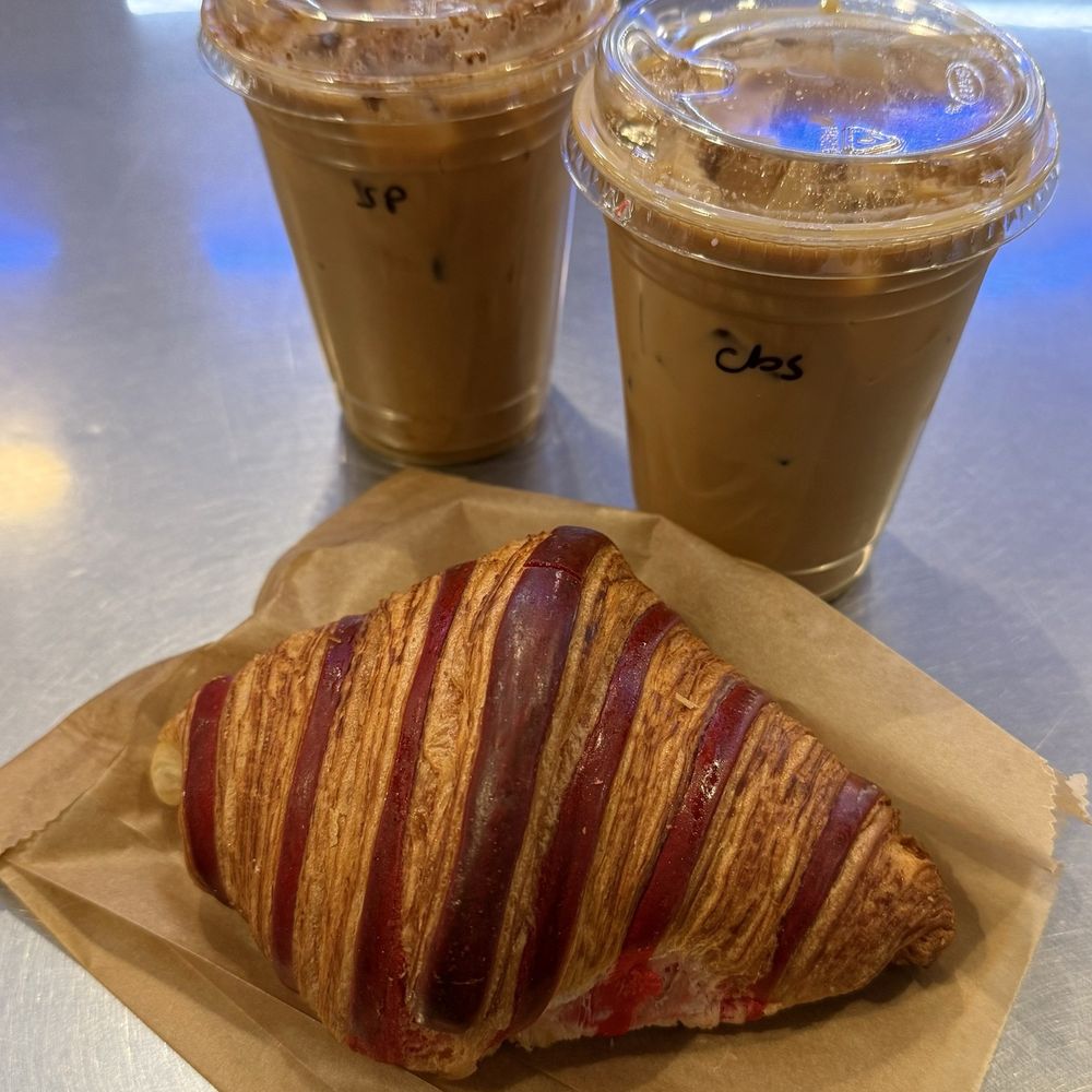 Guava Croissant, Cardamom Brown Sugar latte and Spanish latte