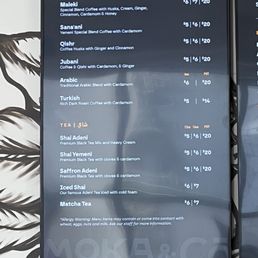 a menu for a coffee shop a menu for a coffee shop