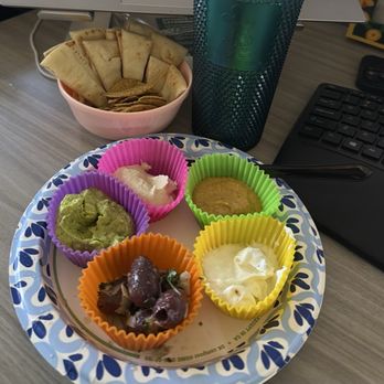 Brothers Products - Crazy dip. Hummus. Tzatziki. Kitchen sink dip. Olives. Pita bread. Falafel chips. - Specialty Food Near Me - Garden Grove, California