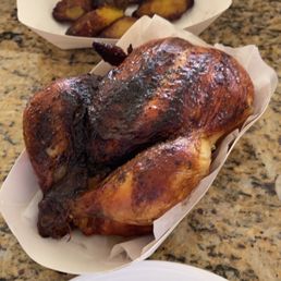 Lemon pepper rotisserie chicken with a side of plantains Lemon pepper rotisserie chicken with a side of plantains