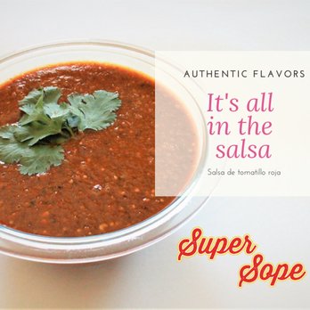 Super Sope - Tasty house made salsas: Red Tomatillo Salsa - Food Trucks Near Me - Denair, California