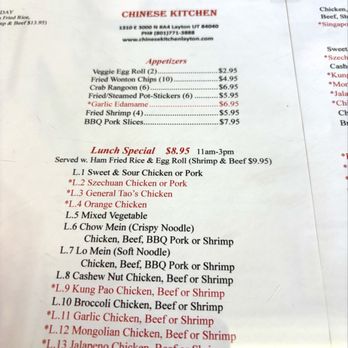 Chinese Kitchen - Menu as of January 2026 - Chinese Near Me - Layton, Utah