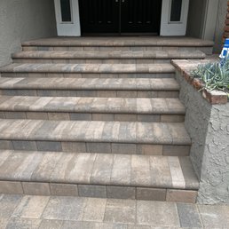 Exterior outside entrance of The Orange County Interlocking Paver Co - Front porch-after - Newport Beach, California Exterior outside entrance of The Orange County Interlocking Paver Co - Front porch-after - Newport Beach, California