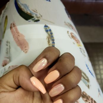 Lavo Nail Lounge - Megan's gorgeous work. Peach gel with peach chrome accent nails on new cofin shaped, full gel set. - Nail Salons Near Me - Metuchen, New Jersey Lavo Nail Lounge - Megan's gorgeous work. Peach gel with peach chrome accent nails on new cofin shaped, full gel set. - Nail Salons Near Me - Metuchen, New Jersey