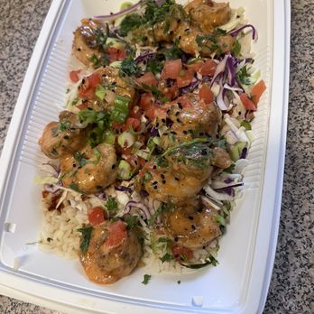 California Fish Grill - DYNAMITE SHRIMP BOWL, this was amazing tasting and had lots of shrimp! - Seafood Near Me - Costa Mesa, California