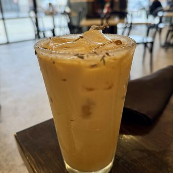 Cafe Volare - Honey Lavender Latte -- Lavender sugar rim - Breakfast & Brunch Near Me - Enid, Oklahoma