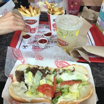 Charleys Cheesesteaks - Philly cheesesteak combo with fries and peach lemonade - Sandwiches Near Me - Victor, New York