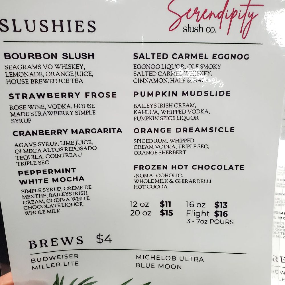 Serendipity Slush - a menu for slushes - Wine Bars Near Me - Washington, Missouri Serendipity Slush - a menu for slushes - Wine Bars Near Me - Washington, Missouri