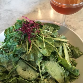 Fete - Just Greens salad w watercress, arugula, spinach, mizuna, tatsoi, pea shoots, cucumbers, scallions, green goddess dressing, amaranth shoots. - New American Near Me - Honolulu, Hawaii