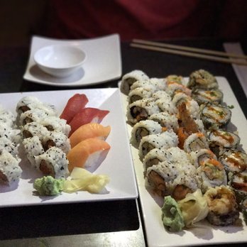 Cafe Mochi - Rolls From left to right: philly, spicy tuna, (back) Alaska, (front) spicy white tuna, shrimp tempura, and crunchy bagel. - Sushi Bars Near Me - St Louis, Missouri Cafe Mochi - Rolls From left to right: philly, spicy tuna, (back) Alaska, (front) spicy white tuna, shrimp tempura, and crunchy bagel. - Sushi Bars Near Me - St Louis, Missouri