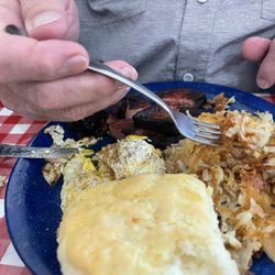 The Farmer's Kitchen - Fried bologna, hash browns,eggs & biscuit