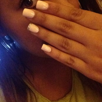 Allure Nails - Pink and white full set initially but went in for a fill and put color with a simple diamond design. Done by Tim. - Nail Salons Near Me - Elk Grove, California