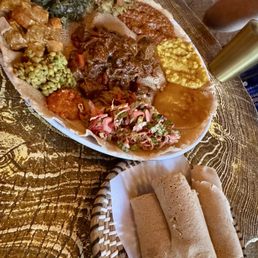 Vegan Platter with Beef Tibs Vegan Platter with Beef Tibs