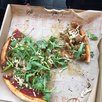 Blaze Pizza - I ordered the "Link In" with pesto sauce mixed with red sauce and arugula on top. - Pizza Near Me - Houston, Texas