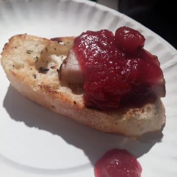 Museum AfterHours- Science of Eats: Sweet - Sprout cafe's delicious sample of organic smoked pork loin and cranberry Chipotle BBQ sauce on crostini. - Desserts Near Me - Durham, North Carolina