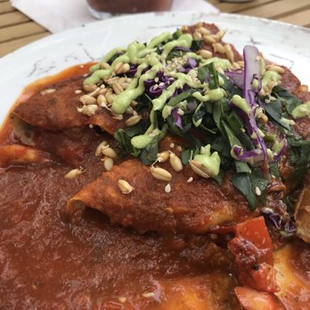 Veguisima - Enchiladas with cauliflower and potato inside. Just ok. - Vegan Near Me - Ciudad de México, DIF Veguisima - Enchiladas with cauliflower and potato inside. Just ok. - Vegan Near Me - Ciudad de México, DIF