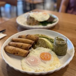 $16 BREAKFAST TAQUITOS: not fav dish (slightly dry). Comes w/ avocado & green salsa, not enough. Eggs are FRESH! Quality ingredients. $16 BREAKFAST TAQUITOS: not fav dish (slightly dry). Comes w/ avocado & green salsa, not enough. Eggs are FRESH! Quality ingredients.