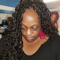 Codes Hair Braiding - Fatimah got down with these curly faux locs. I've received so many compliments since last night. Thanks again, you ROCK!!