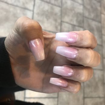 Best City Nails - Dark pink French ombré Coffin Shape - by Ken - Nail Salons Near Me - Temecula, California