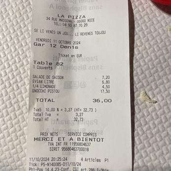 La Pizza Cresci - Receipt - Pizza Near Me - Nice, 06
