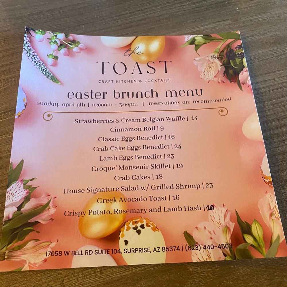 The Toast - Easter menu - Salad Near Me - Surprise, Arizona The Toast - Easter menu - Salad Near Me - Surprise, Arizona