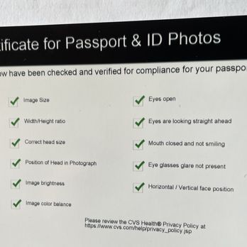 CVS Pharmacy - Certificate for passport and ID photos - Drugstores Near Me - Midlothian, Illinois
