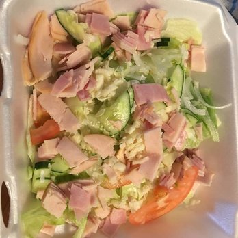 Greg's Pizza - Iceberg lettuce 1 slice tomato 1 slice cucumber 2 slice ham shredded plate half full this is Greg's chef salad , need be called Ripoff salad - Pizza Near Me - Grifton, North Carolina Greg's Pizza - Iceberg lettuce 1 slice tomato 1 slice cucumber 2 slice ham shredded plate half full this is Greg's chef salad , need be called Ripoff salad - Pizza Near Me - Grifton, North Carolina