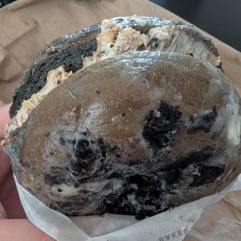 Baygulls Bakery - Oreo bagel with kitchen sink cream cheese - Bagels Near Me - Tampa, Florida Baygulls Bakery - Oreo bagel with kitchen sink cream cheese - Bagels Near Me - Tampa, Florida