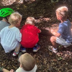 Crossing Cooperative Nursery School - Friends exploring the nature trail !