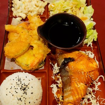 Tampopo Restaurant - Bento Plate - Salmon Teriyaki Bento Plate - AMAZING!!! Comes with Miso Soup. - Sushi Bars Near Me - Gardena, California Tampopo Restaurant - Bento Plate - Salmon Teriyaki Bento Plate - AMAZING!!! Comes with Miso Soup. - Sushi Bars Near Me - Gardena, California