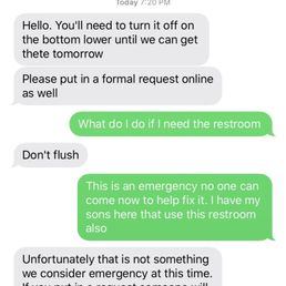 Response I got for emergency maintenance service needed.