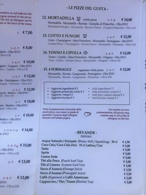 Menu photo 3 Gusta Pizza Florence, FI