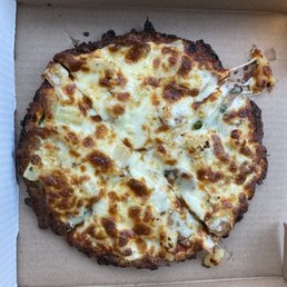 Coconut Flax (gluten & yeast free) Pizza w/ spinach, pineapple, sausage and garlic. Coconut Flax (gluten & yeast free) Pizza w/ spinach, pineapple, sausage and garlic.