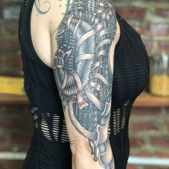 Dukkha Tattoo - My beautiful bio mechanical tattoo by Ryan Roi at Dukkha Tattoo - Tattoo Near Me - Brooklyn, New York Dukkha Tattoo - My beautiful bio mechanical tattoo by Ryan Roi at Dukkha Tattoo - Tattoo Near Me - Brooklyn, New York