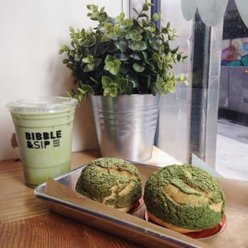 Bibble & Sip - Matcha Cream Puffs & Matcha Jasmine Latte - Coffee & Tea Near Me - New York, New York