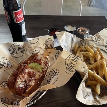The Compound by Dirt Dog - Elote dog and garlic fries - Hot Dogs Near Me - Commerce, California The Compound by Dirt Dog - Elote dog and garlic fries - Hot Dogs Near Me - Commerce, California