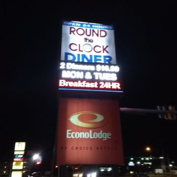 Round The Clock Diner - Sign - Diners Near Me - York, Pennsylvania