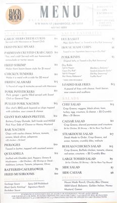 Menu photo 1 Backdoor Bar & Grille Bainbridge, NY