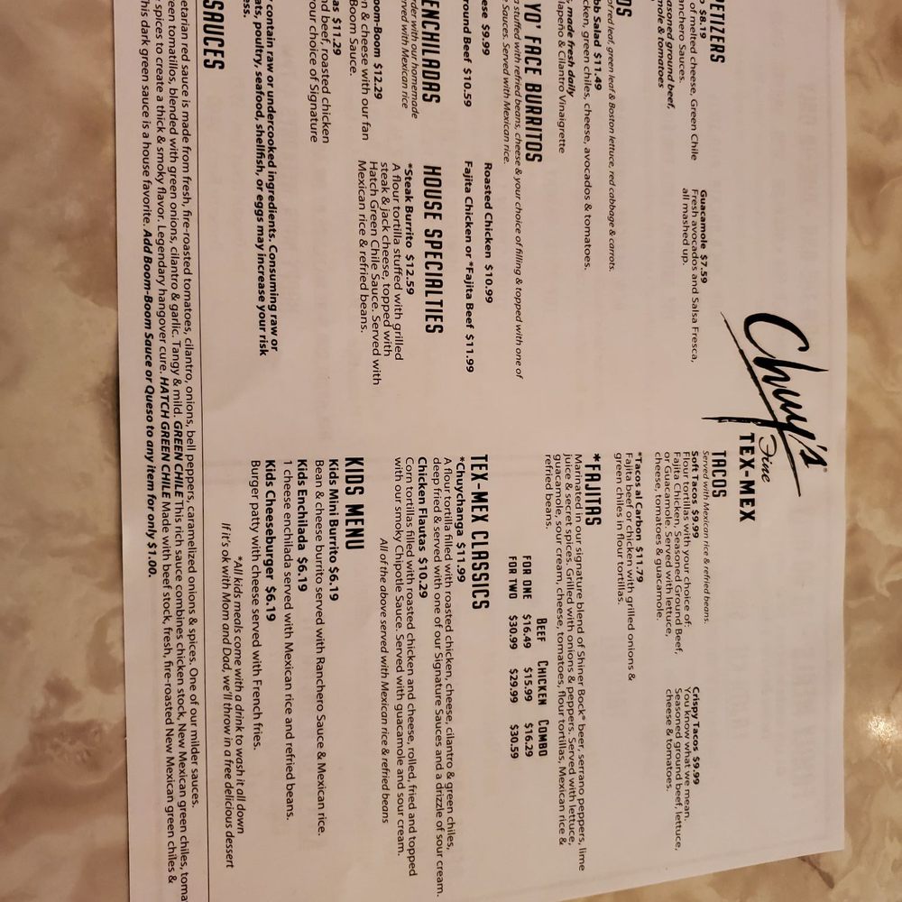Chuy's - Covid 19 Menu - Tex-Mex Near Me - Kissimmee, Florida Chuy's - Covid 19 Menu - Tex-Mex Near Me - Kissimmee, Florida