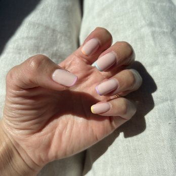 GlamX Nails & Spa - Natural luminary gel with pastel tips - Nail Salons Near Me - Redlands, California GlamX Nails & Spa - Natural luminary gel with pastel tips - Nail Salons Near Me - Redlands, California