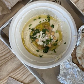 Mr Shawarma - Side of hummus - not much there and it was REALY thin. - Mediterranean Near Me - Virginia Beach, Virginia